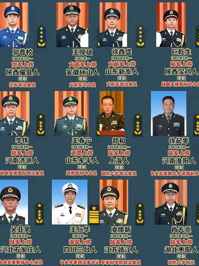 现有上将名单简历及卓越贡献，上将名单简介及卓越贡献概览